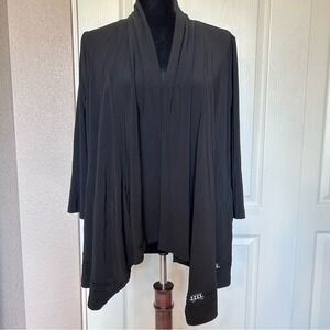 Joan Rivers Black‎ Open Front Waterfall Edge Cardigan Blouse Size Medium
